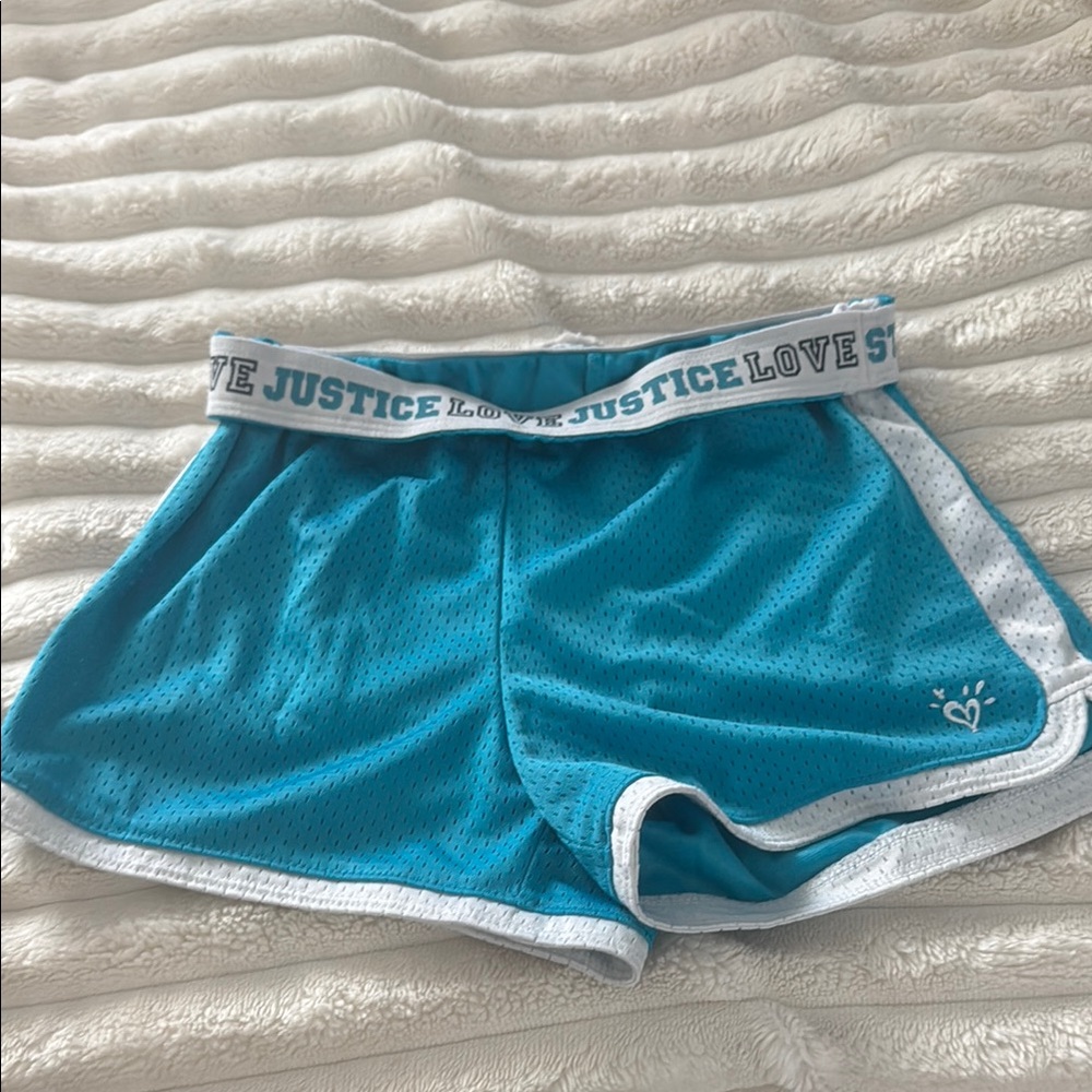 Justice Teal Shorts with White Accents